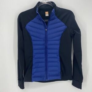 LUCY Track Jacket Womens Size S Black Purple Stretch Knit Wind Stop Hand Covers